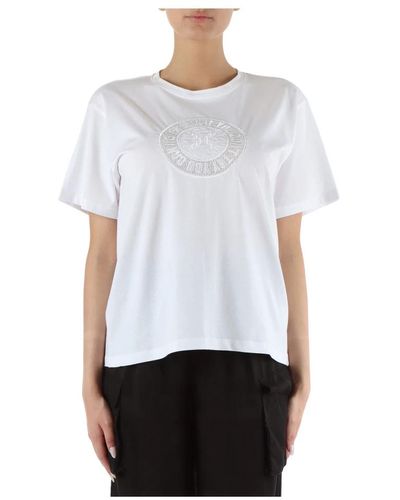 RICHMOND Camiseta de algodón elástico con logo bordado - Blanco