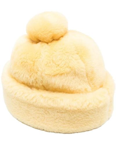 Lanvin Butter gelb pelz pompom beanie - Mettallic