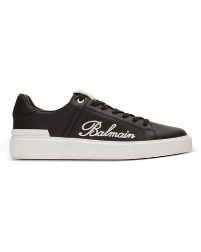 Balmain Sneakers b-court aus kalbsleder mit signature - Schwarz