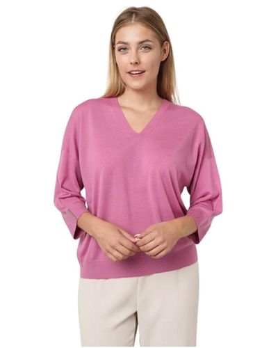 Peserico V-ausschnitt t-shirt mit stein detail - Pink