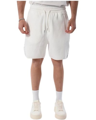 Armani Exchange Bermuda shorts aus baumwolle mit logoband - Natur