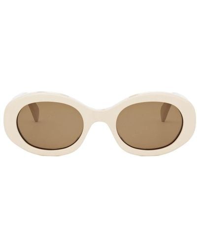 Celine Ovale sonnenbrille elfenbein braune organische linsen,triomphe large sonnenbrille - Natur