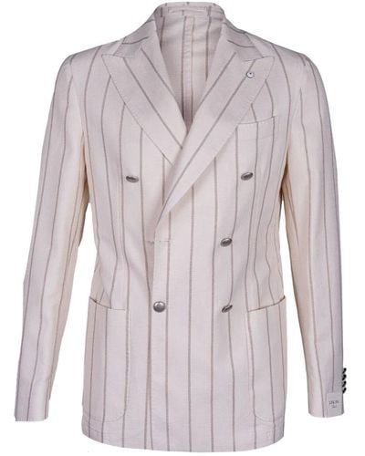 L.B.M. 1911 Blazer in cotone . giacca doppiopetto a righe. - Viola