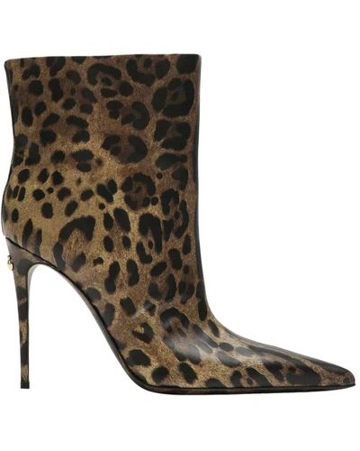 Dolce & Gabbana Leopardenmuster stiefeletten - Braun