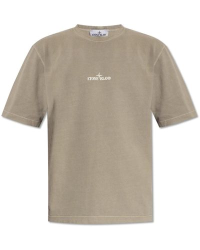 Stone Island T-shirt mit logo - Grau