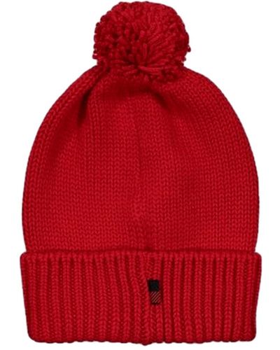 Woolrich Red WS Serenity Beanie Hat Cappello Donna - Rot