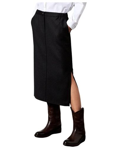 Massimo Alba Elegante falda lápiz de lana - Negro