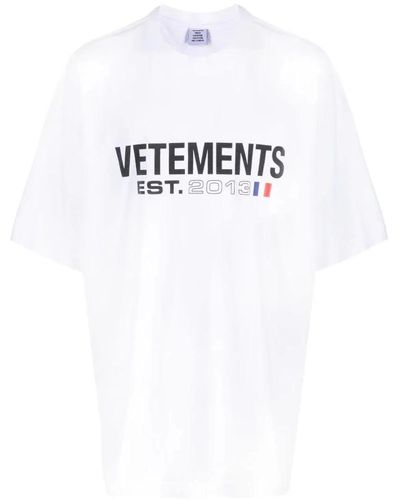 Vetements Es Oversize Baumwoll T-Shirt mit Flaggenlogo - Lila