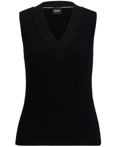 BOSS V-Neck Knitwear - Black