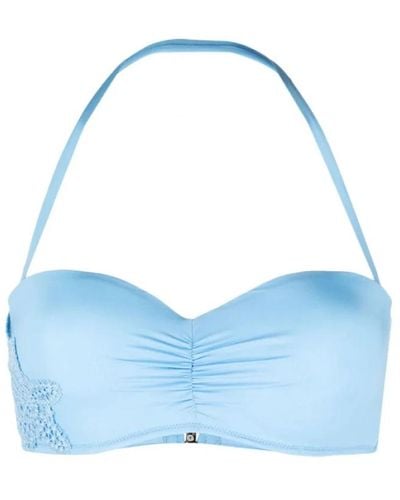 Ermanno Scervino Top bikini bandeau blu arricciato