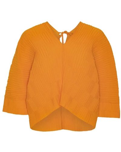 Henrik Vibskov Schwarze micro plissé bluse fließendes design - Orange