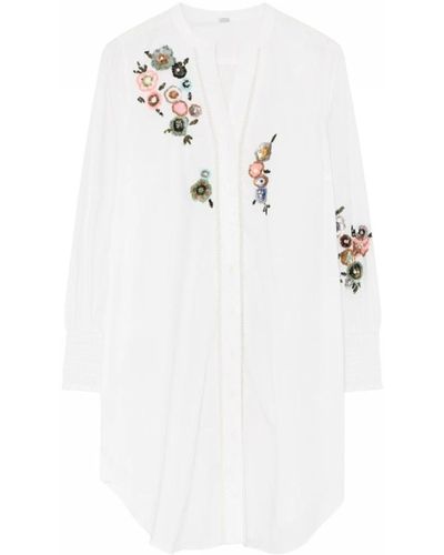 GUSTAV Camisa blanca con flores de lentejuelas - Blanco