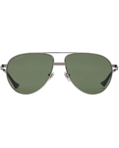Gucci Metall aviator sonnenbrille mit grünen gläsern