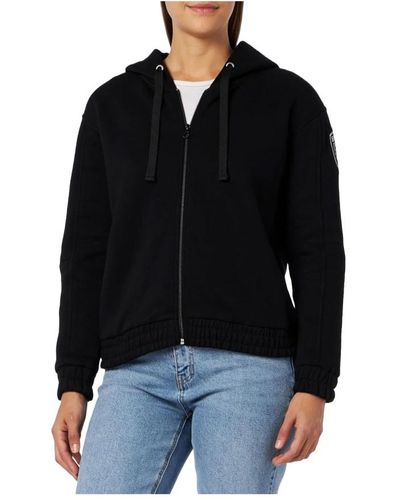 Blauer Schwarzer zip-hoodie für frauen
