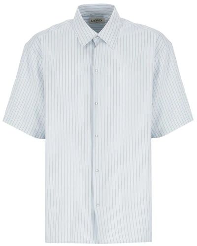Lanvin Short sleeve shirts,reefer-style gestreiftes hemd - Blau