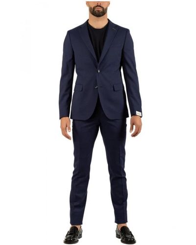 Paoloni Single Breasted Suits - Blue