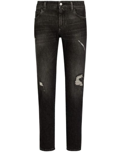 Dolce & Gabbana Jeans slim-fit in denim elasticizzato nero