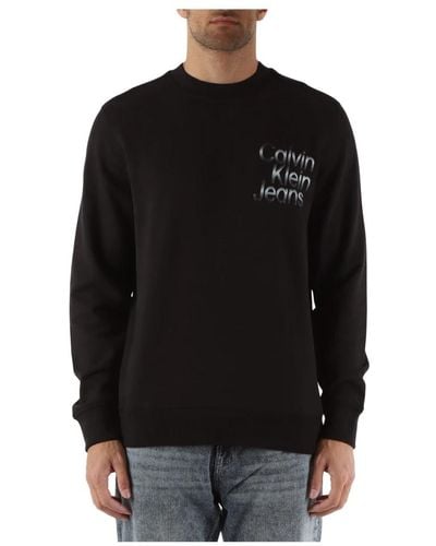 Calvin Klein Baumwoll-sweatshirt mit frontlogo - Schwarz