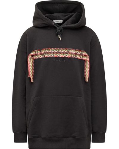 Lanvin Oversized hoodie mit curb logo stickerei - Schwarz