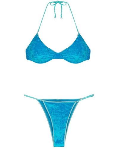 ME FUI Verstellbares brasilianisches bikini-set blauer samt