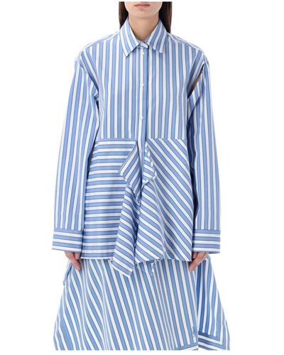 JW Anderson Azzurro riga peplum drape shirt - Azul