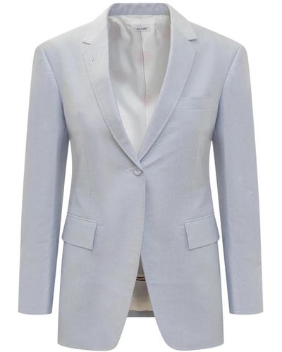 Thom Browne Eleganter v-ausschnitt blazer mit taschen - Blau