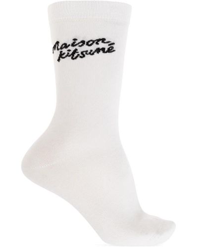 Maison Kitsuné Socken mit logo - Weiß