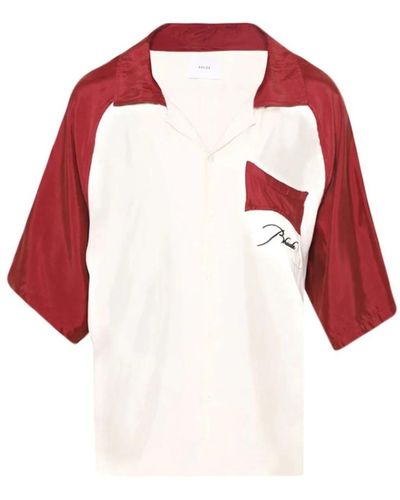 Rhude Maroon/creme raglan button up camicia - Rosso