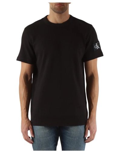 Calvin Klein Geprägtes baumwoll-t-shirt - Schwarz