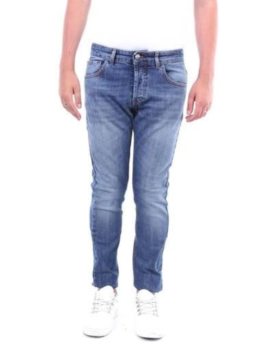 Entre Amis Jeans da slim fit in cotone con vita alta e cinque tasche - Blu