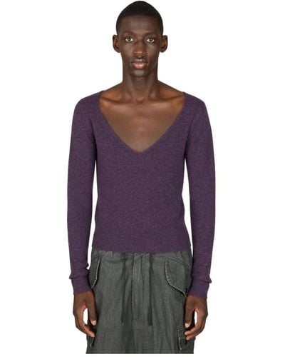 Dries Van Noten Knitwear > v-neck knitwear - Violet