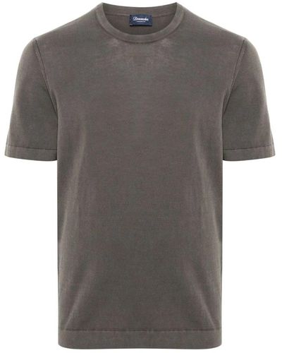 Drumohr Braunes baumwollstrick t-shirt - Grau