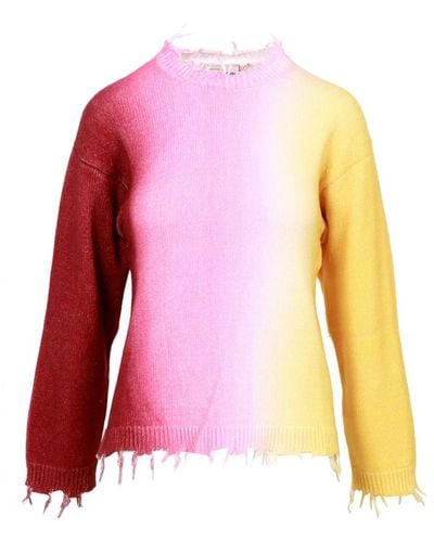 Semicouture Baumwoll-crew-neck-sweater mit fransen - Pink