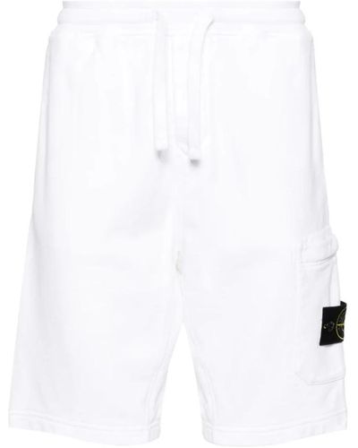 Stone Island Weiße shorts mit taschen und elastischem bund