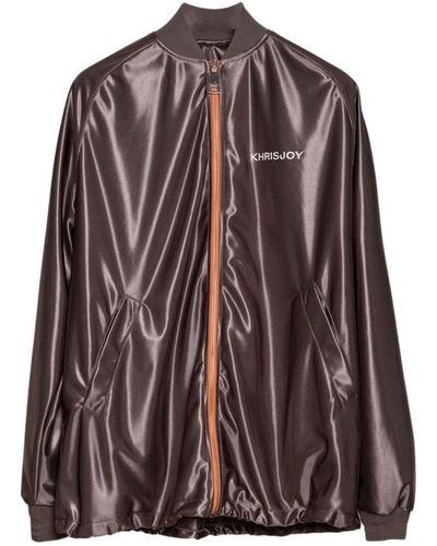 Khrisjoy Elegante giacca jog lunga ghiacciata marrone