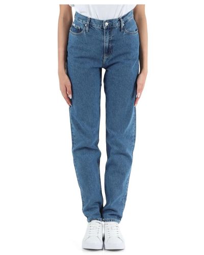 Calvin Klein Mom fit jeans mit hoher taille - Blau