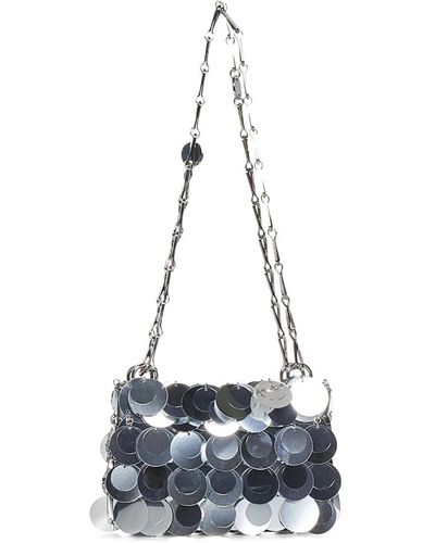 Rabanne Silber glitzernde schichtkette handtasche - Blau