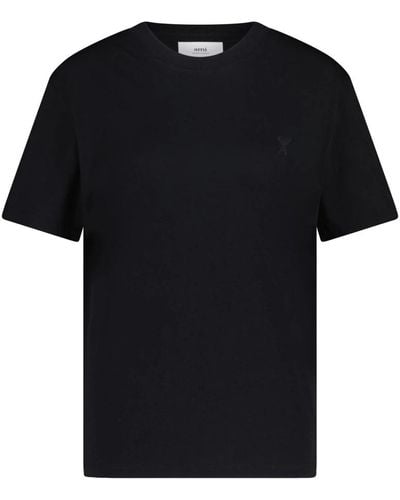 Ami Paris T-shirt con logo ricamato - Nero