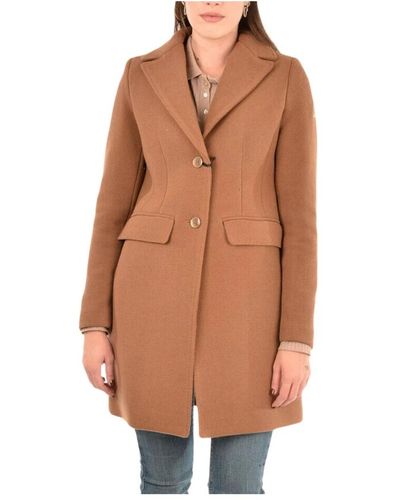 Yes-Zee Elegante cappotto cammello per donne moderne - Marrone