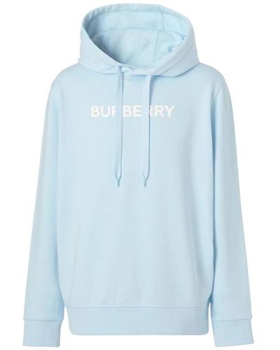 Burberry Baumwoll-hoodie in himmelblau mit rippenmuster