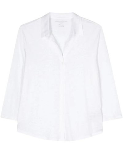Majestic Filatures Bianco chemise maniche 3/4