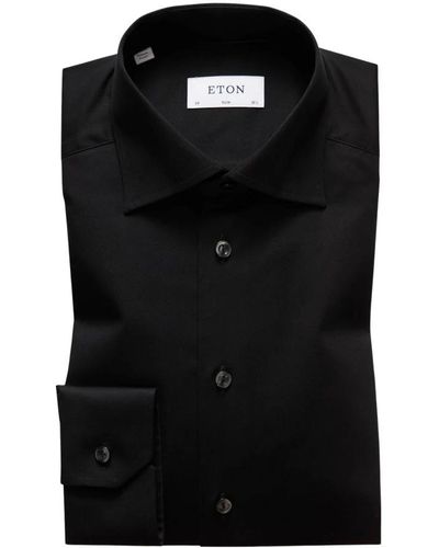 Eton Moderne schwarzes signature twill hemd