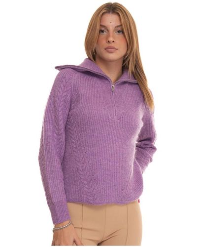 Suncoo Cable knit pullover mit cape-kragen - Lila