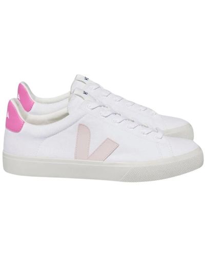 Veja Canvas sneakers mit pinken details - Weiß