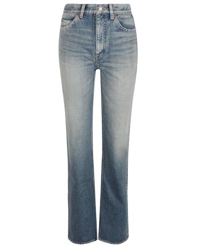Saint Laurent Retro-inspirierte straight jeans für frauen - Blau