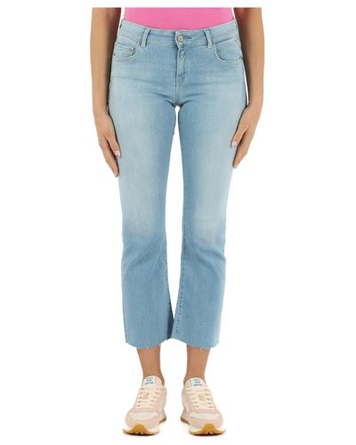 Replay Pantalone jeans cinque tasche faaby mid rise flare crop fit - Blu