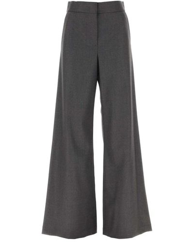 MSGM Pantalone palazzo in lana vergine elasticizzata grigio scuro