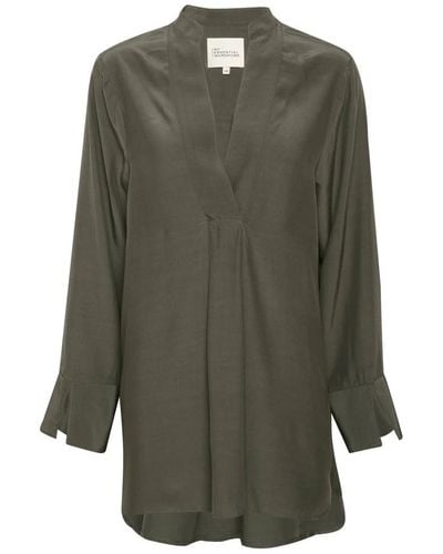 My Essential Wardrobe Raven grey bluse mit langen ärmeln - Grün