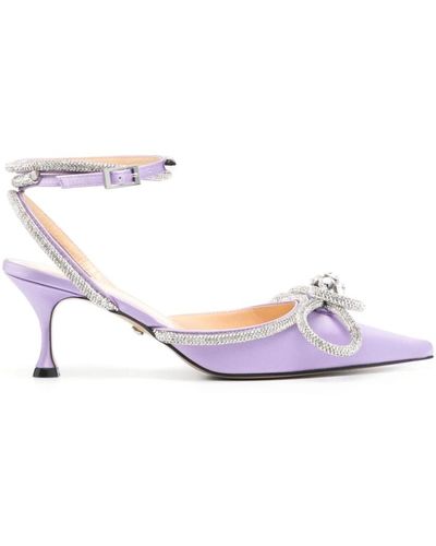Mach & Mach Lavendel satin doppelbogen kitten heels,lila pumps für frauen - Weiß