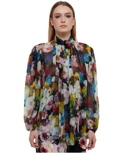 Dolce & Gabbana Camisa de chifón estampado flor nocturna - Multicolor
